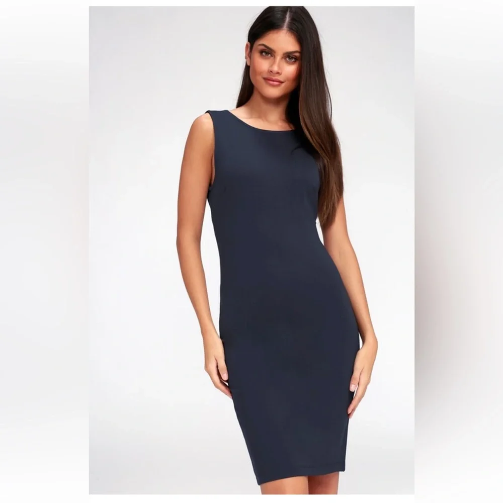 Lulus | Dresses | Lulus Like A Lady Navy Blue Backless Midi Dress | Poshmark